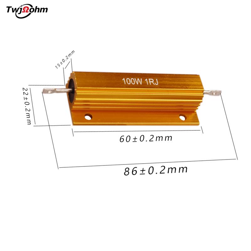 RX24-100Whigh-power gold aluminum shell winding resistor 100W30R10 ohms 100R1K2R8R6R load current limiting resistor