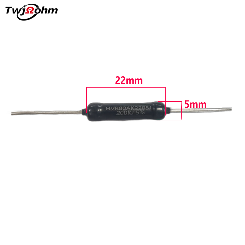 HVR80AK2205厚膜1W无感高压电阻器500K1M2MJ30M200k100MJ40MJ100K欧姆玻璃镀膜电阻器