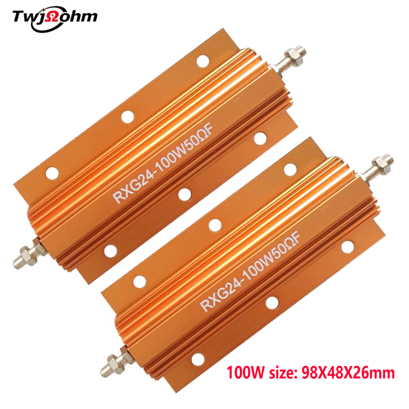 RX24 high-power 100W1RJ0.5R10R6R1K100R300R500R gold aluminum shell discharge decoding current limiting automotive resistor